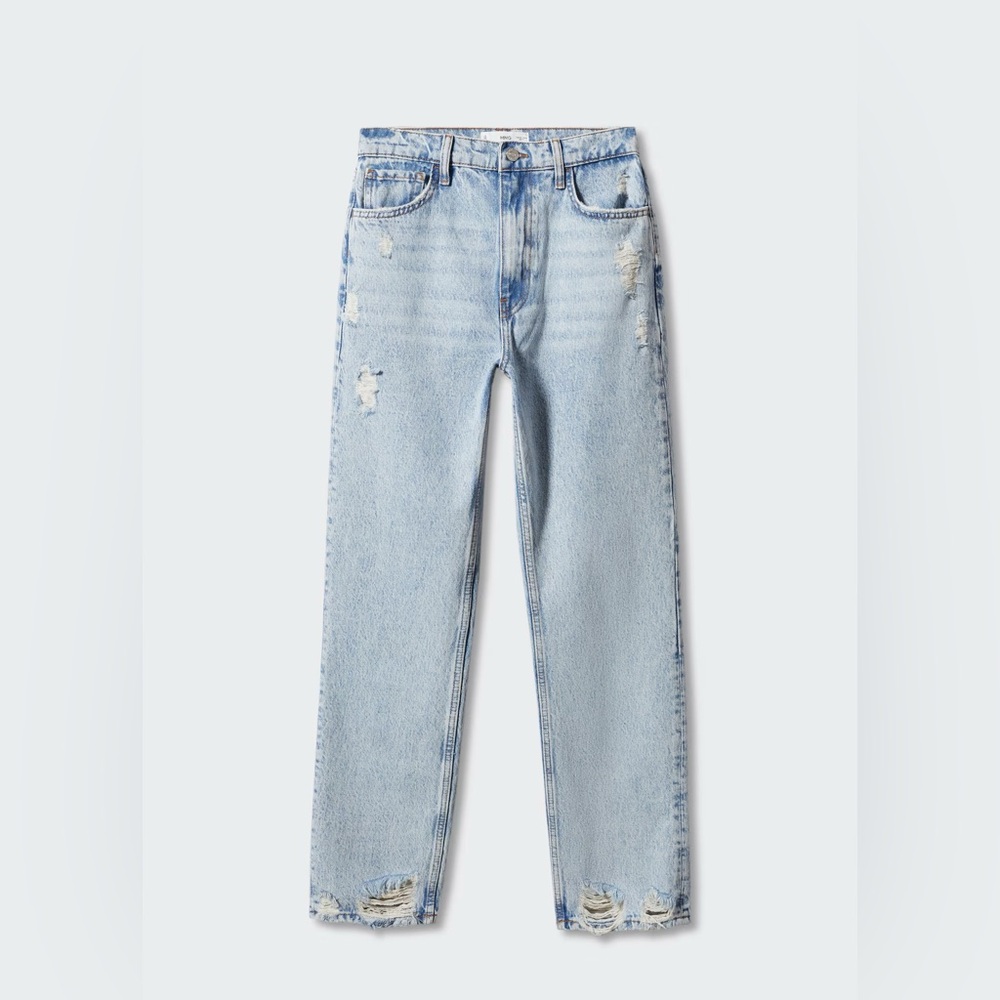 NWT Mango Light Blue Distressed Jeans